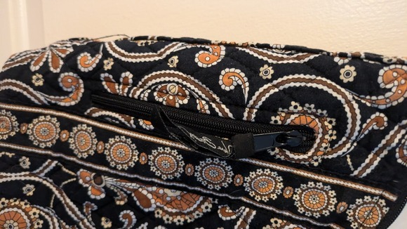 Vera Bradley Cafe Latte Black & Brown Shoulder Tote Bag with front zip pockets - Picture 3 of 5